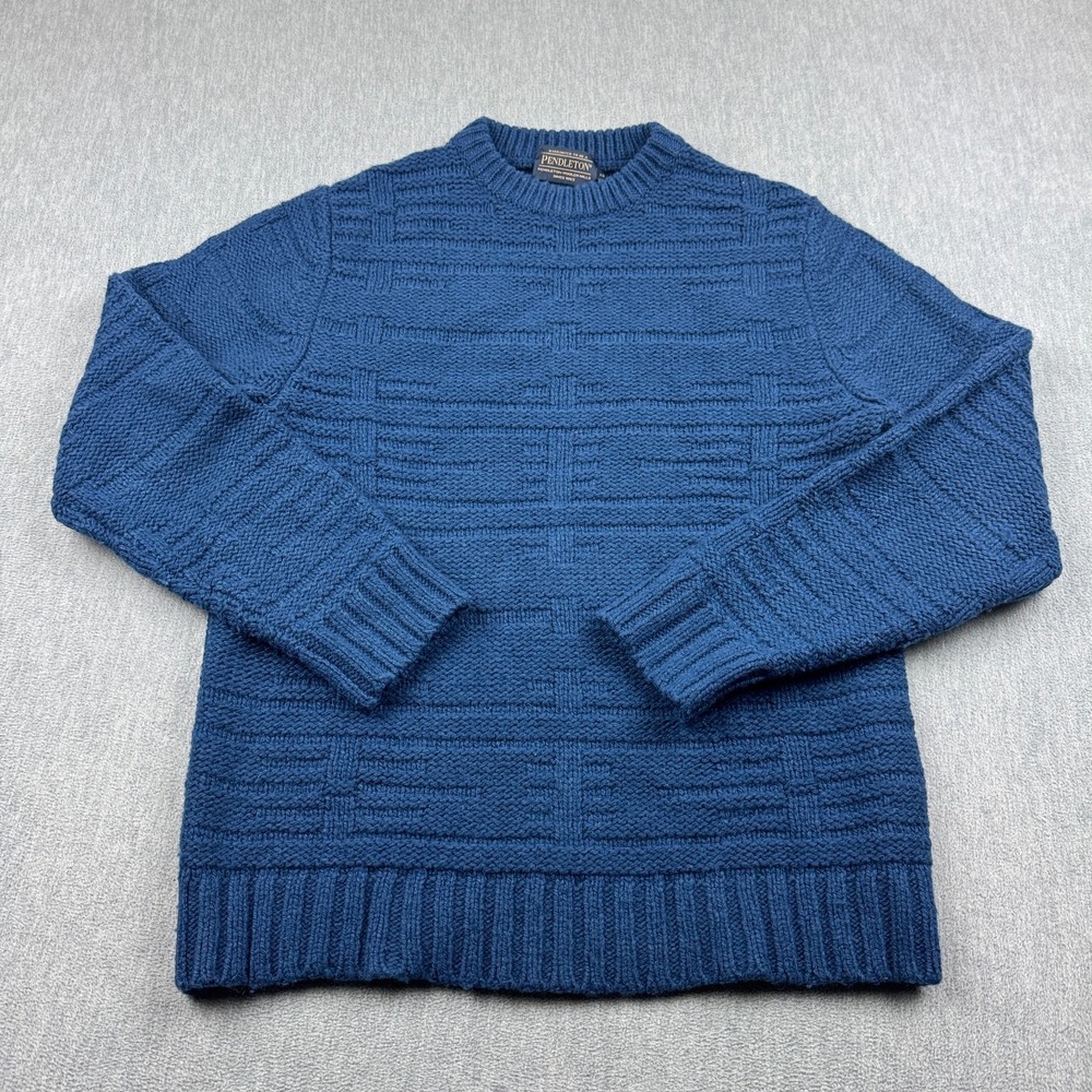 Pendleton Sweater Mens XS Blue Thomas‎ Kay Lambswool Blend Woolen Mills Knit